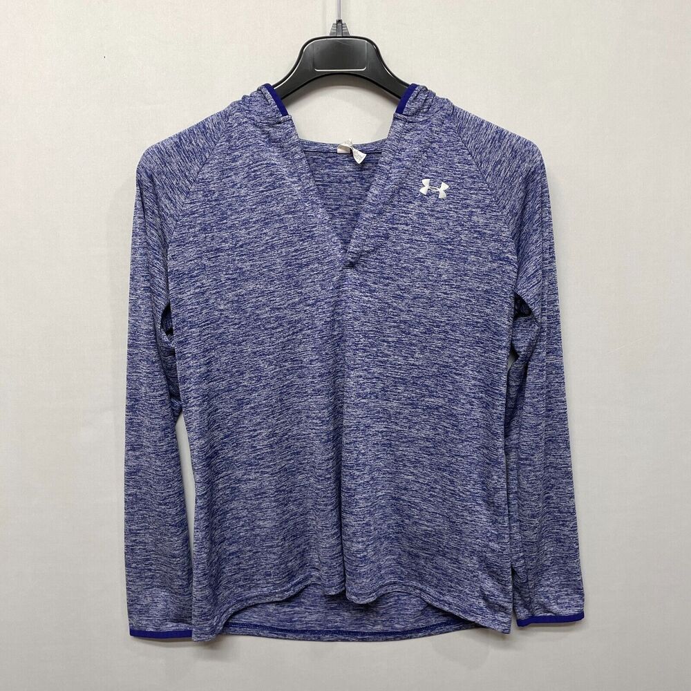Under Armour Women Active Pullover Hoodie Top Size Large Loose Purple B332 -6